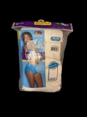 Women’s Fruit of the Loom White Cotton Brief Panties 10 PK Size 10/3X